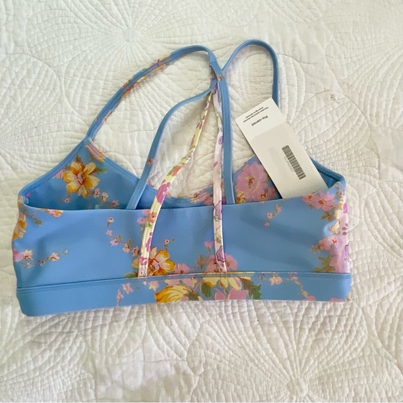 LoveShackFancy X Bandier Floral Print Activewear Strappy Sports Bra - Picture 5 of 6